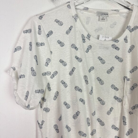 NWT J. Crew Factory Pineapple Tie Waist T-Shirt White Size Medium M NEW - Picture 2 of 11